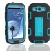 Samsung Galaxy S3 - 3 Piece Hard Plastic Silicone Hybrid Shock Proof Drop KickStand Protective Phone Cover Case - Black Blue